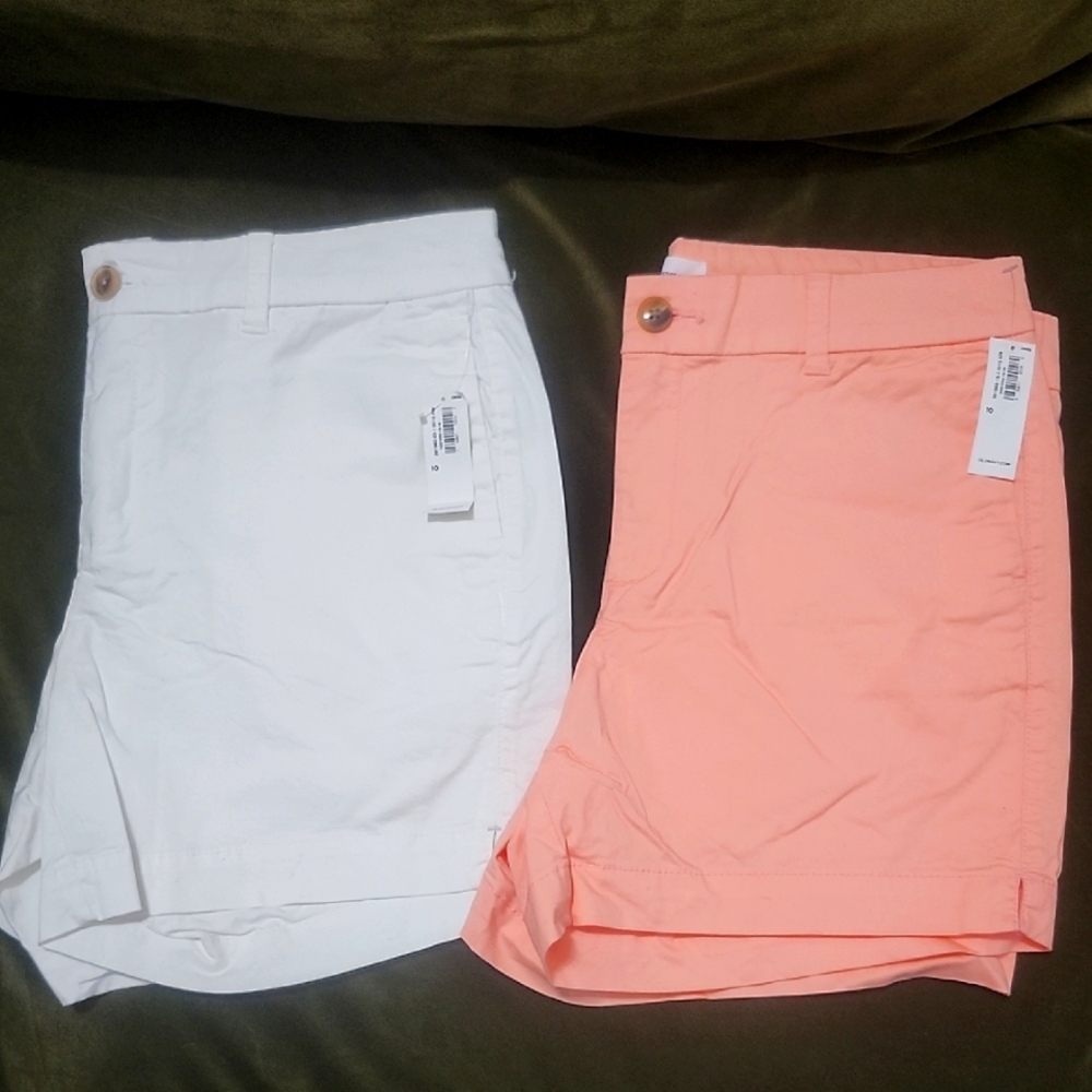 Women's White and Pink Shorts